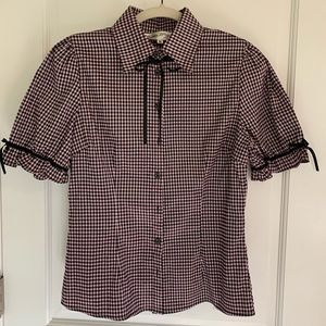 Bettie Page pink and black blouse-Size Medium